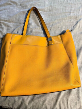 Tumi Leather Tote Satchel Yellow